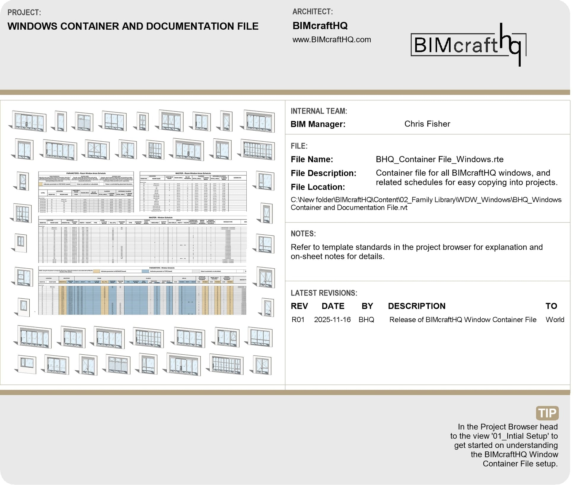 BIMcraftHQ - Container Set - BIMcraftHQ Window Container and Documentation Set