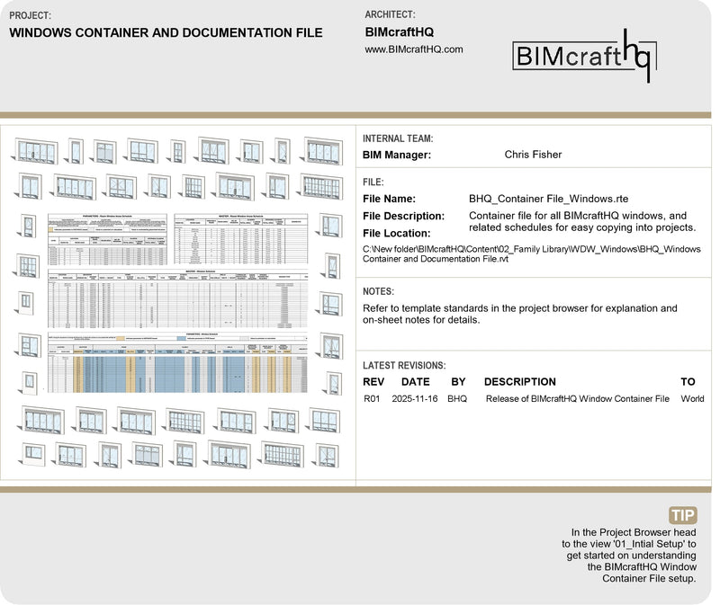 BIMcraftHQ - Container Set - BIMcraftHQ Window Container and Documentation Set