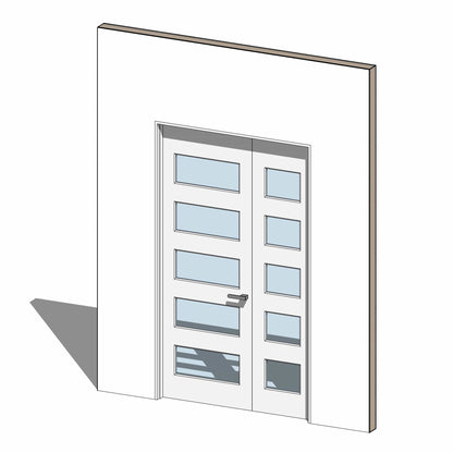 BIMcraftHQ-Door Panel-Multi Horizontal Chamfered Glazed Panel